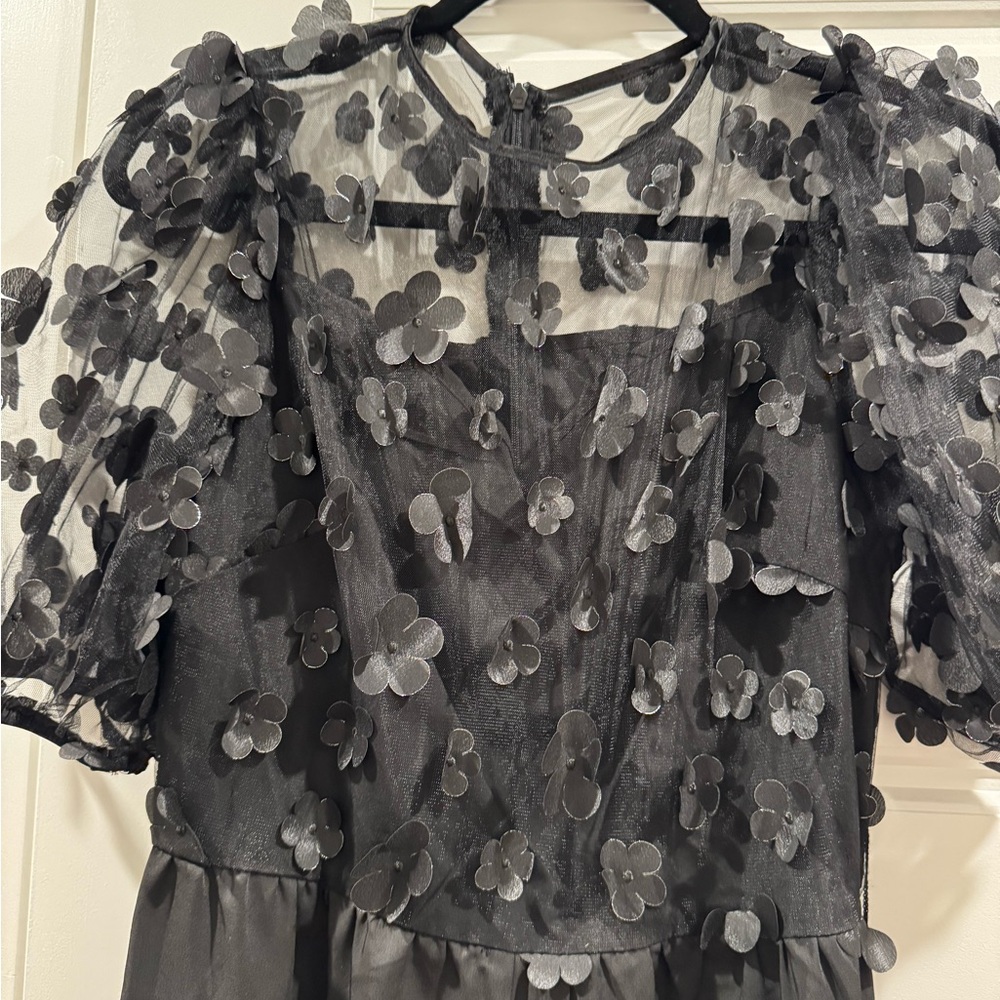 SHEIN Black Floral Appliqué Jumpsuit